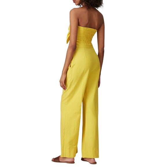Derek Lam 10 Crosby Women’s Alene Tie Front Yellow Jumpsuit Sz 8 Designer Style - Picture 2 of 11